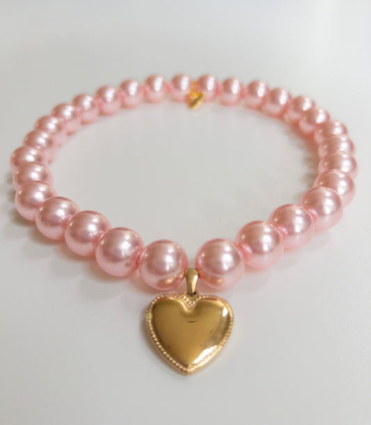 Pearly Shell Pink Skinny Necklace